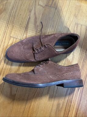 Aston Grey Men's Brown Suede Wingtip Derby Shoes